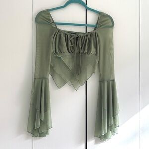 Dolls Kill Current Mood Wild Attraction Crop Top in Sage Green Size XXS